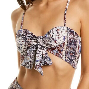 Dance &‎ Marvel Size Large Blue Multicolor Tie Front Top